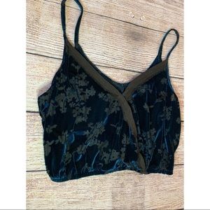 Kimchi Blue Velvet Blue / Black / Teal Crop Top S